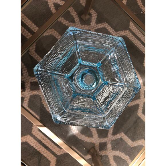 Vintage Turquoise Blue Depression Glass Decorative Candle Holder - Picture 7 of 10